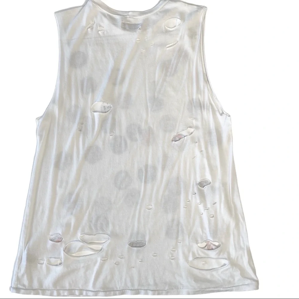 Lauren Moshi ☻︎ Roxanne Pins Vintage Destroyed Muscle Tee T Shirt ☻︎ with Holes - Picture 8 of 17